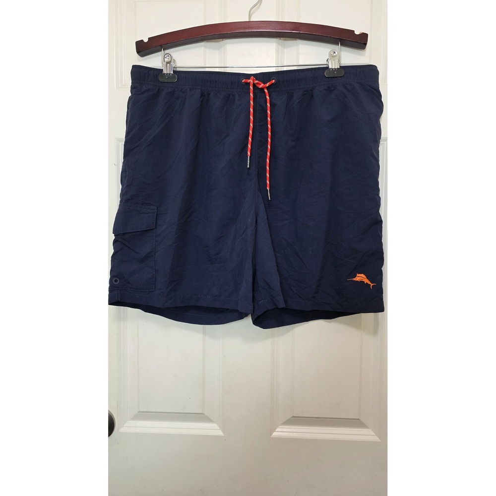 Tommy Bahama Relax Swim Trunks Mens XL Navy Blue Orange Marlins Board Shorts